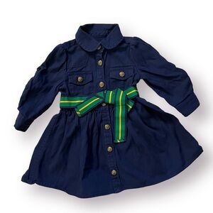 Ralph Lauren Baby Girls Size 9M 100% Cotton Navy Blue Chino Dress Size 9M